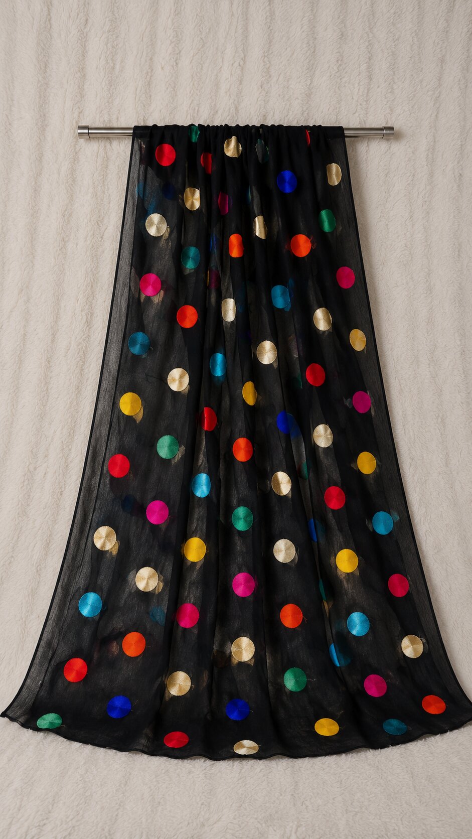 Pure Chiffon Black Embroidery Dupatta