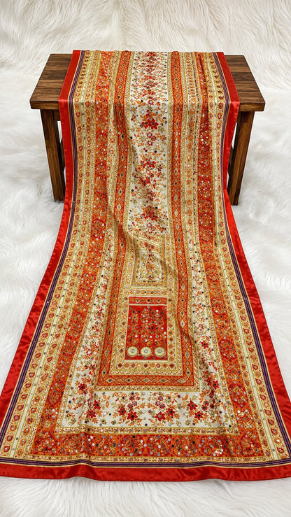 Shemoz Silk Dupatta Multi Design – Mirror & Gotta Work