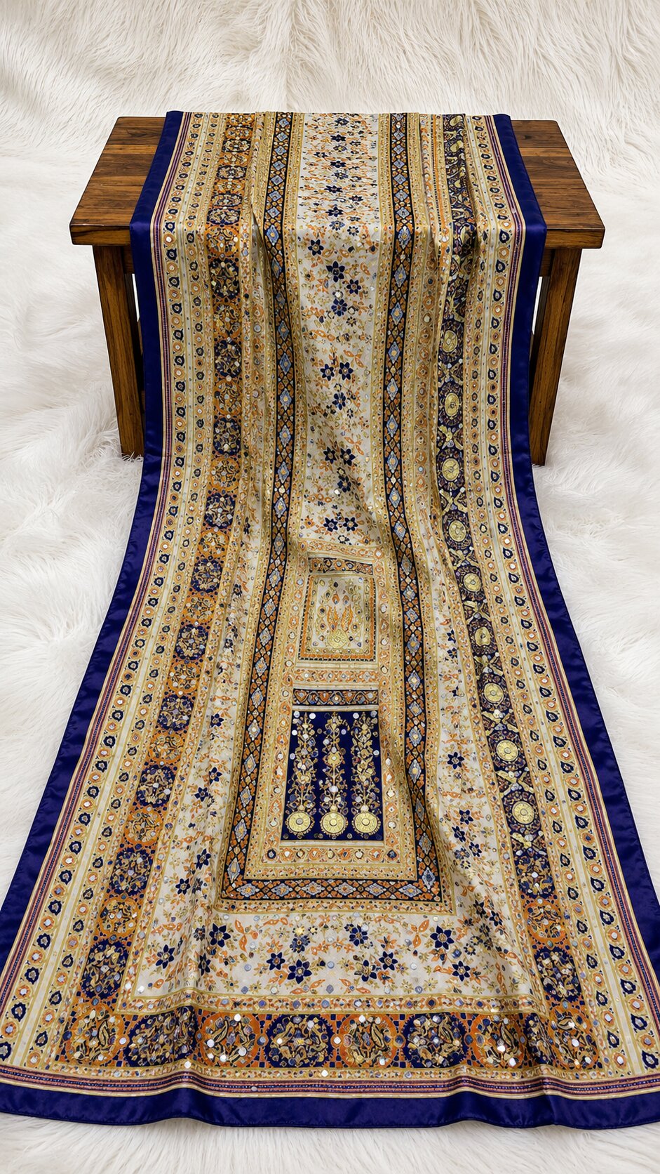 Shemoz Silk Dupatta Multi Design – Mirror & Gotta Work