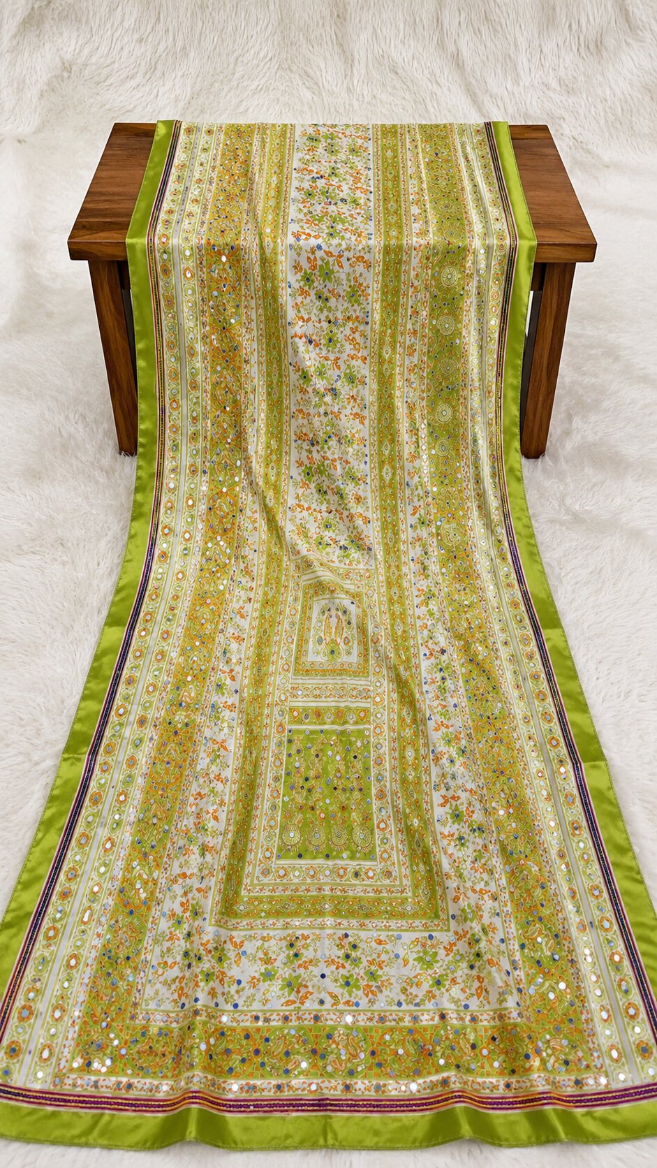 Shemoz Silk Dupatta Multi Design – Mirror & Gotta Work