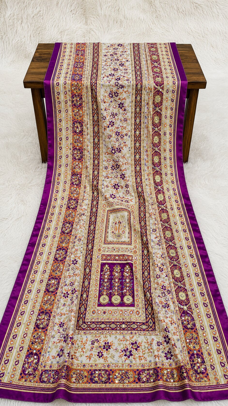 Shemoz Silk Dupatta Multi Design – Mirror & Gotta Work