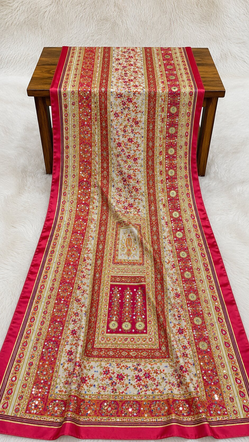 Shemoz Silk Dupatta Multi Design – Mirror & Gotta Work