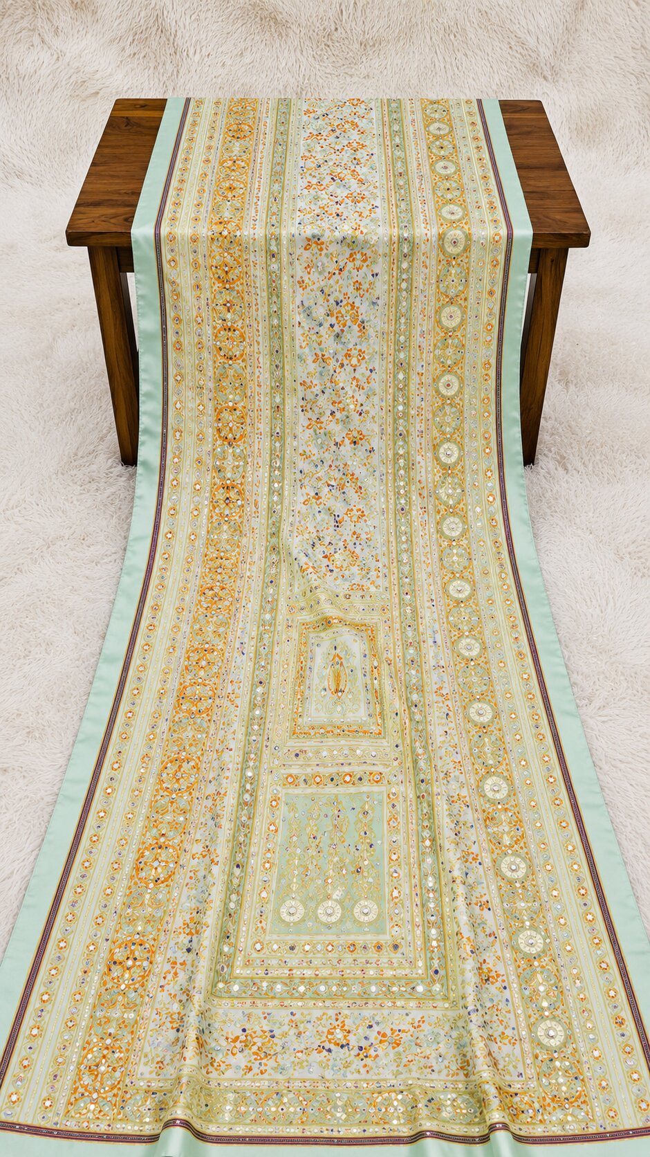 Shemoz Silk Dupatta Multi Design – Mirror & Gotta Work