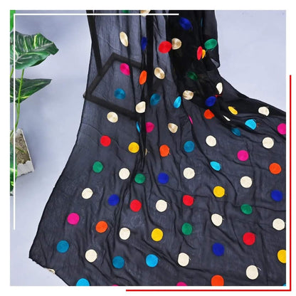 Pure Chiffon Black Embroidery Dupatta