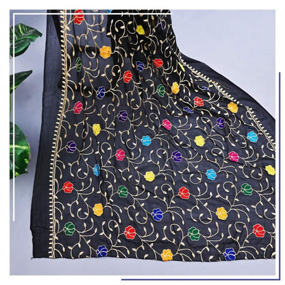 Pure Chiffon Black Embroidery Dupatta