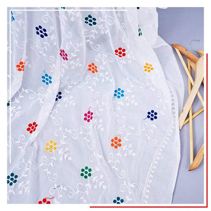 Pure Chiffon White Embroidery Dupatta