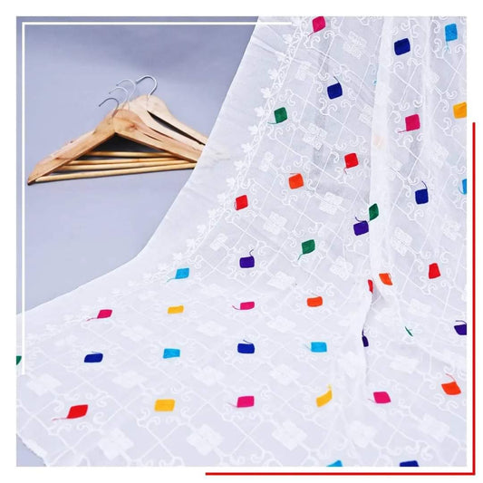 Pure Chiffon White Embroidery Dupatta