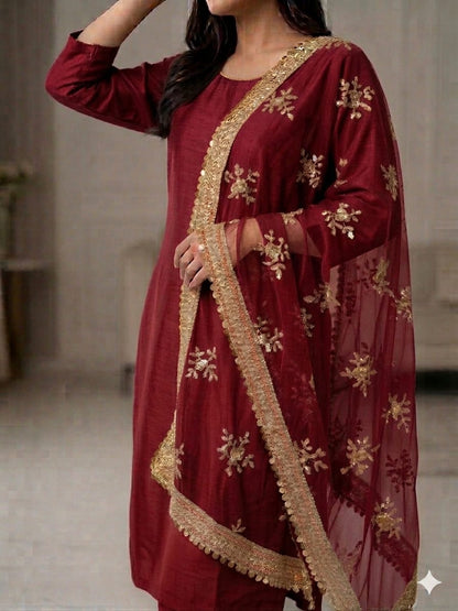 Fancy Rose Embroidery Dupatta