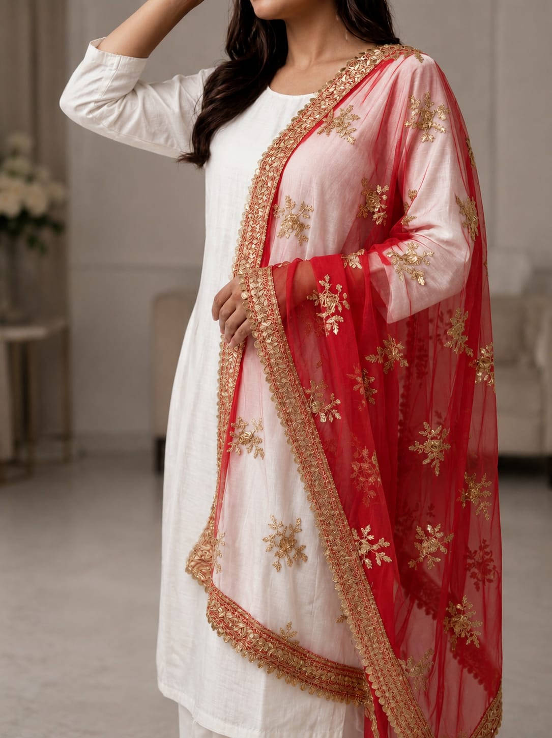 Fancy Rose Embroidery Dupatta