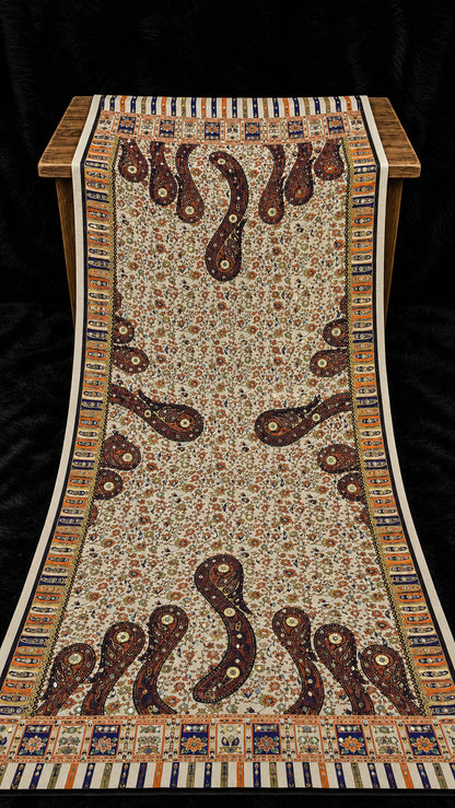 Shemoz Silk Dupatta Floral Design – Mirror & Gotta Work