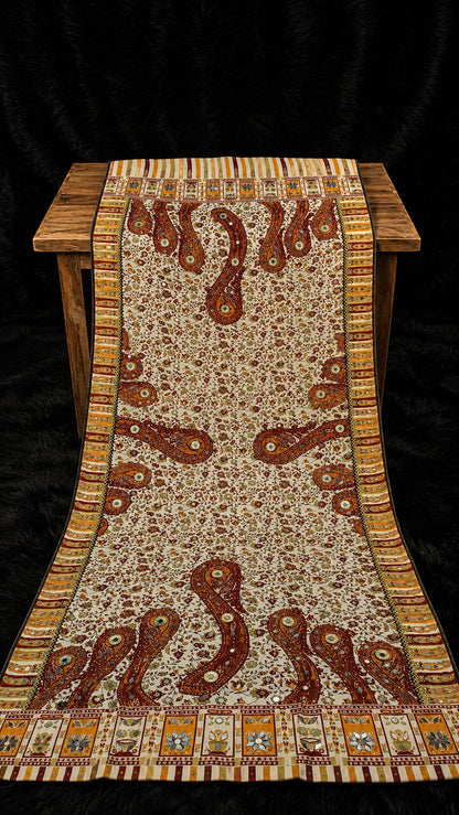 Shemoz Silk Dupatta Floral Design – Mirror & Gotta Work