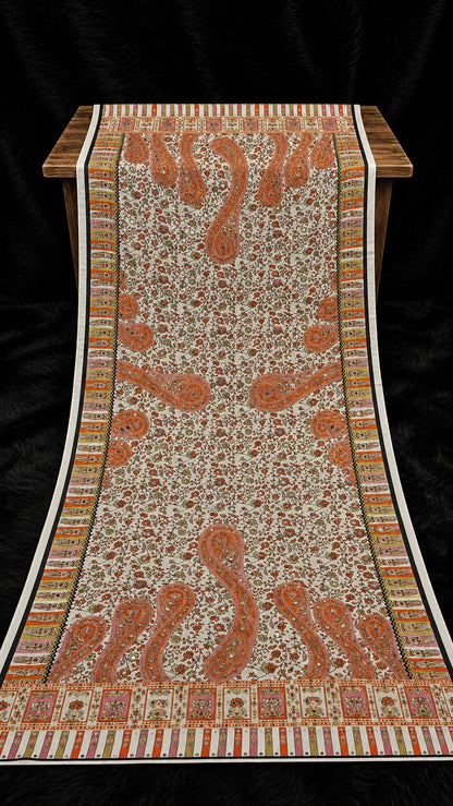 Shemoz Silk Dupatta Floral Design – Mirror & Gotta Work