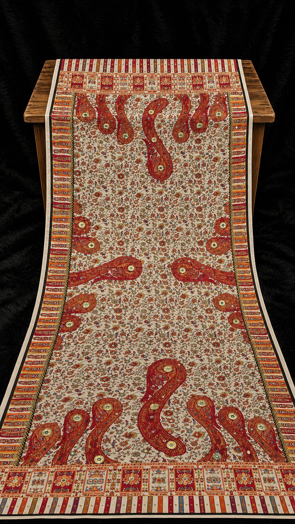 Shemoz Silk Dupatta Floral Design – Mirror & Gotta Work