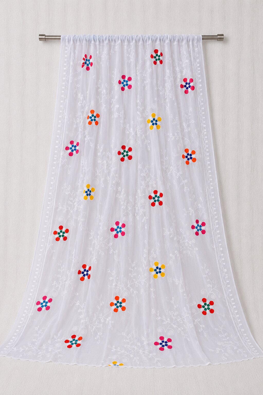 Pure Chiffon White Embroidery Dupatta