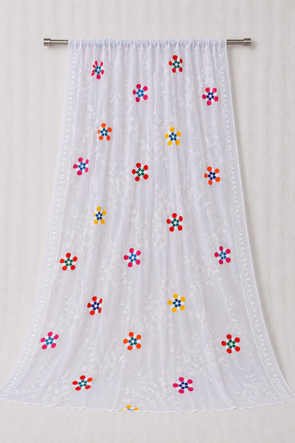 Pure Chiffon White Embroidery Dupatta