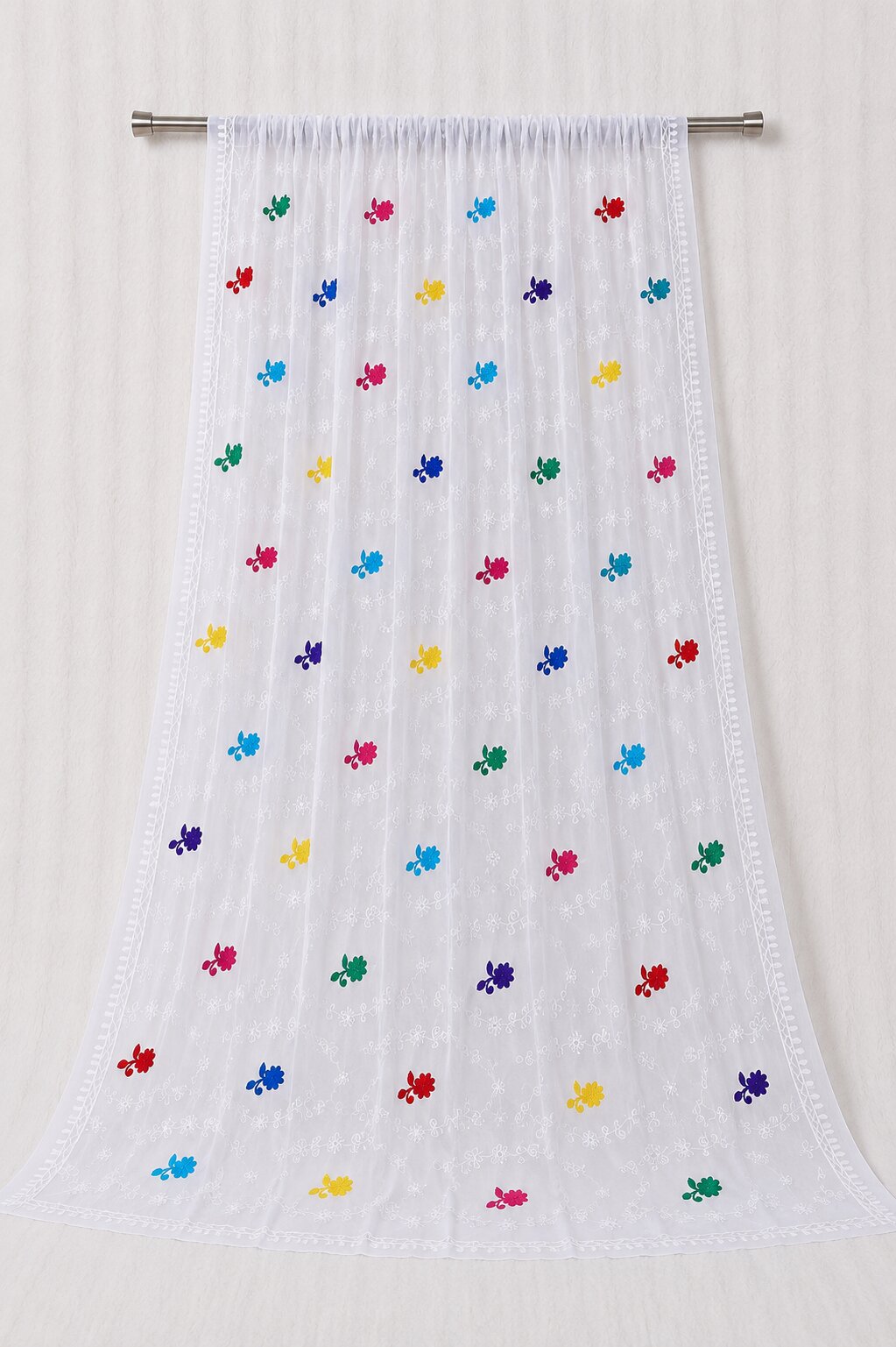 Pure Chiffon White Embroidery Dupatta