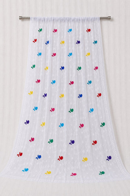Pure Chiffon White Embroidery Dupatta