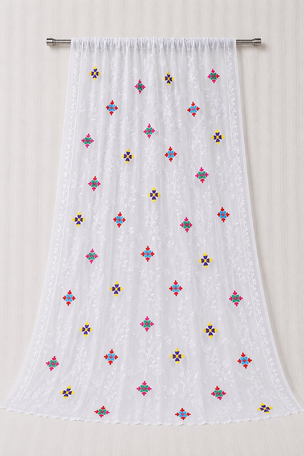 Pure Chiffon White Embroidery Dupatta