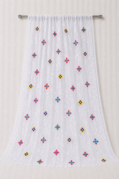 Pure Chiffon White Embroidery Dupatta