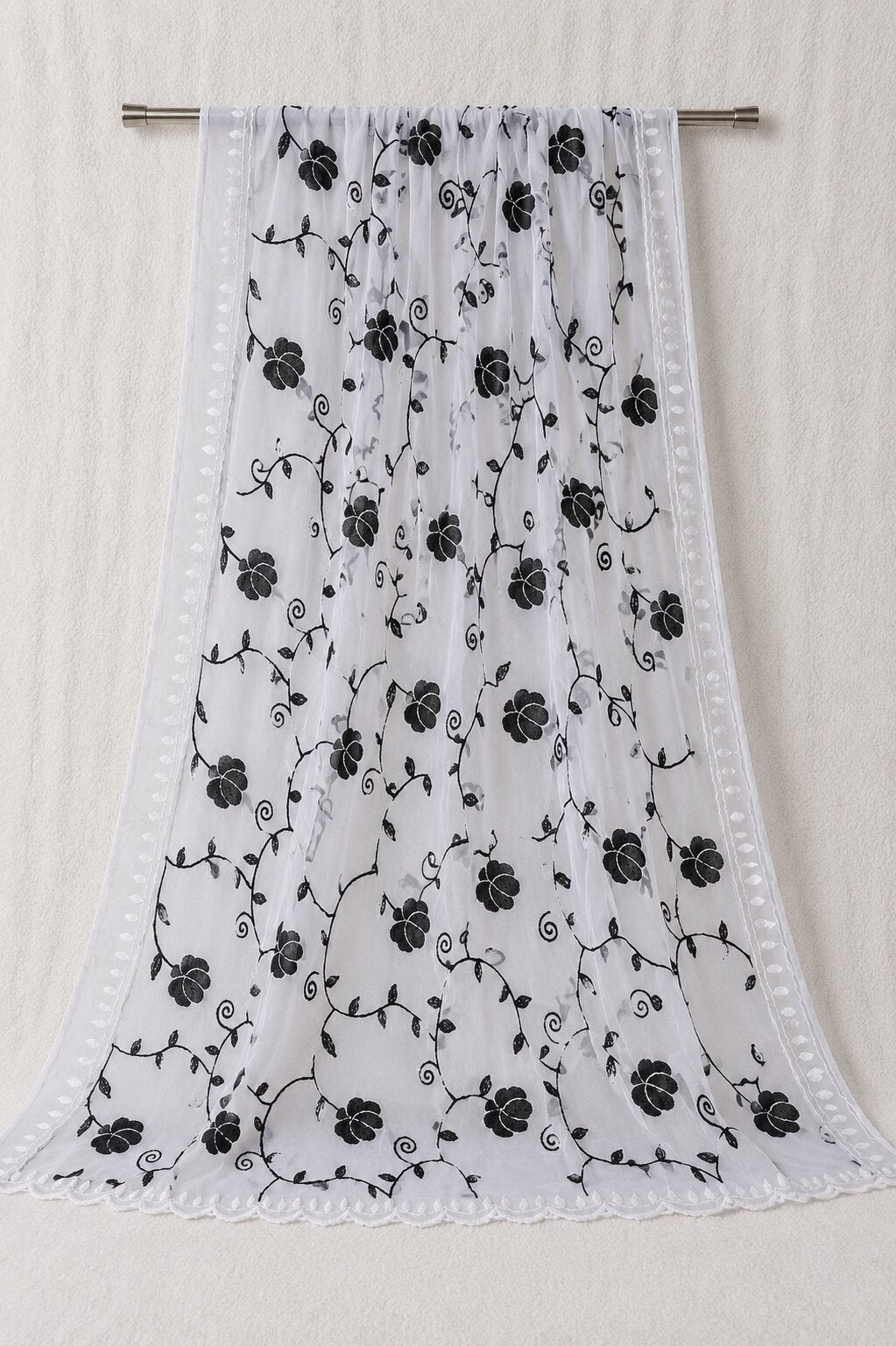 Pure Chiffon White Embroidery Dupatta