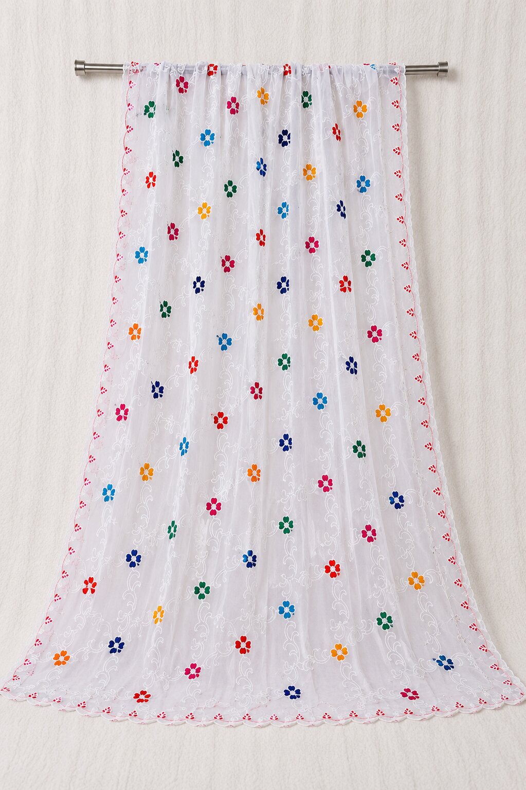 Pure Chiffon White Embroidery Dupatta