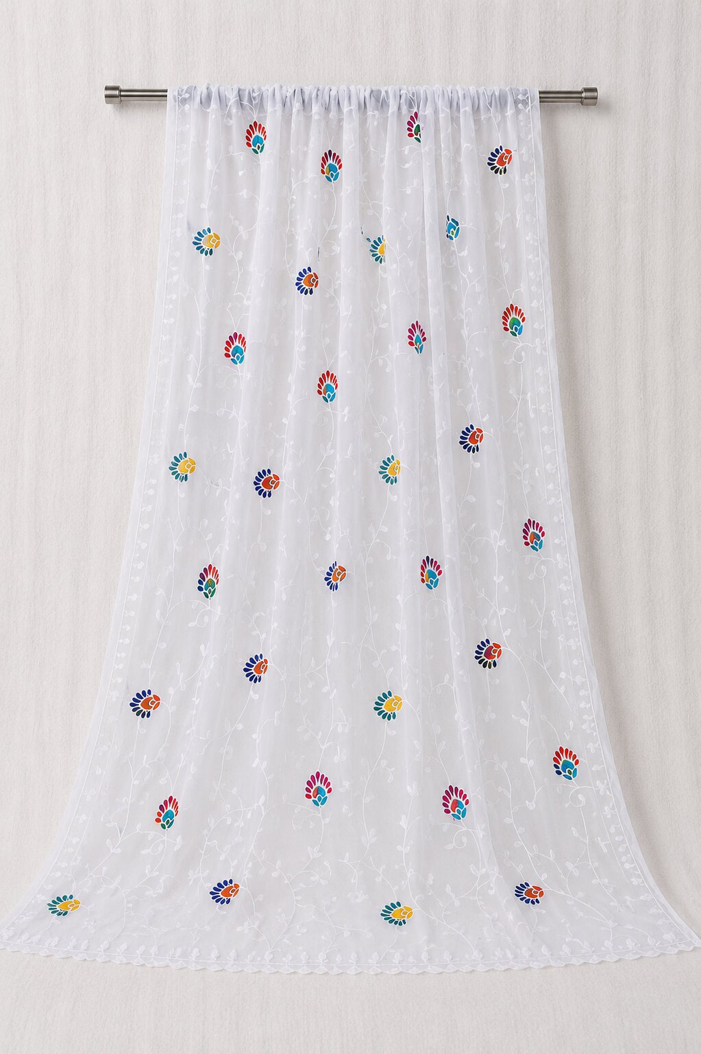 Pure Chiffon White Embroidery Dupatta
