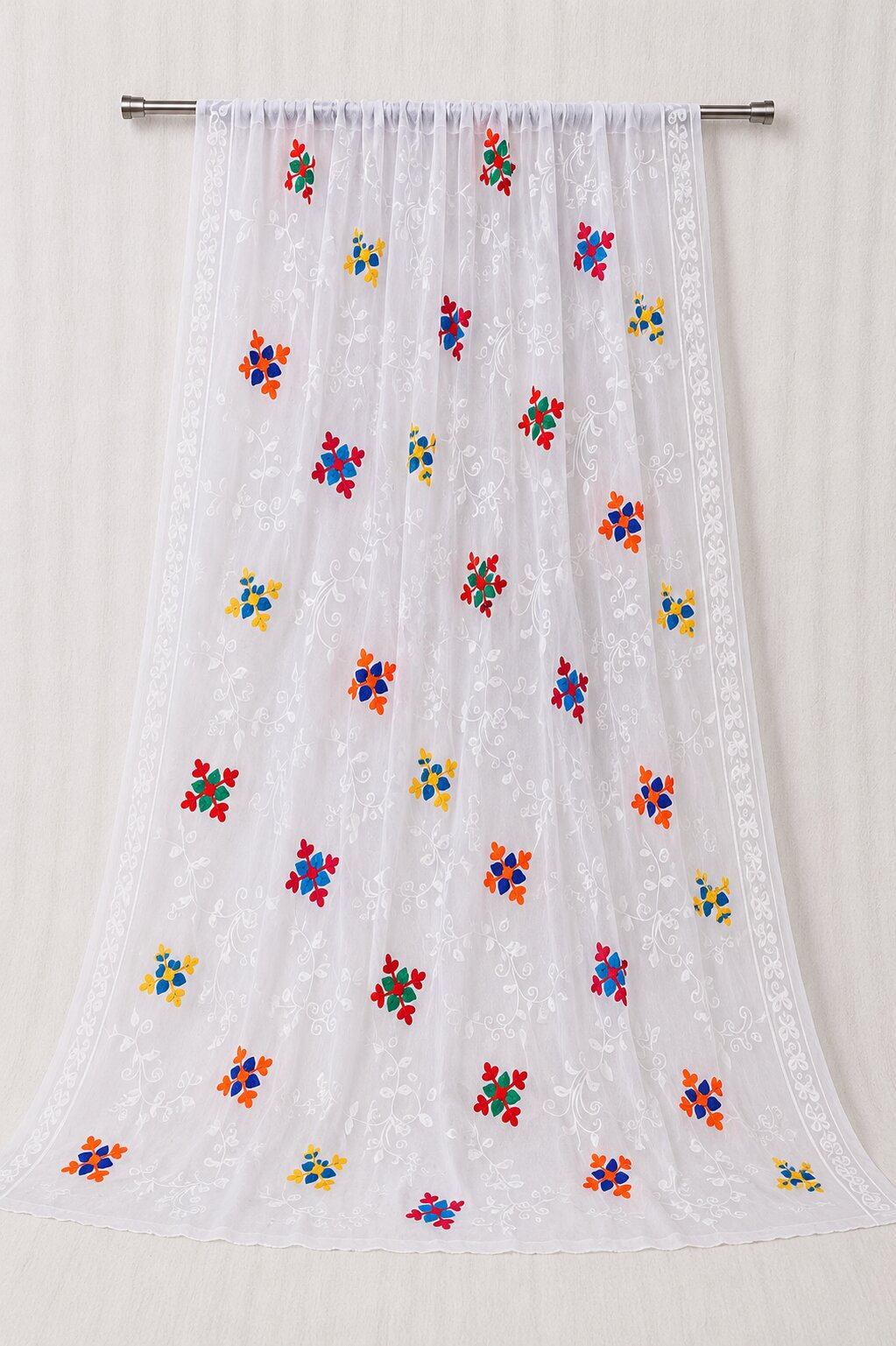 Pure Chiffon White Embroidery Dupatta
