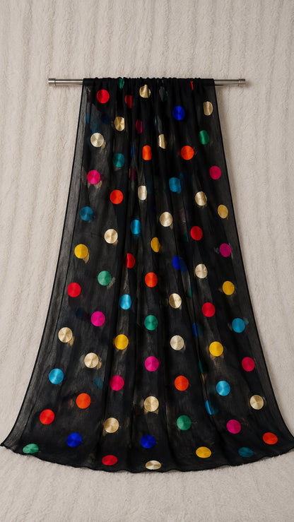 Pure Chiffon Black Embroidery Dupatta