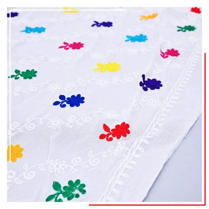 Pure Chiffon White Embroidery Dupatta