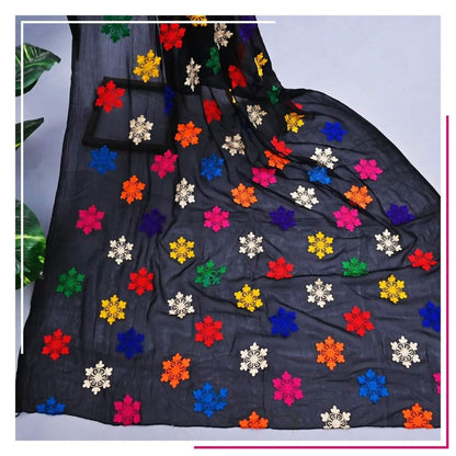 Pure Chiffon Black Embroidery Dupatta