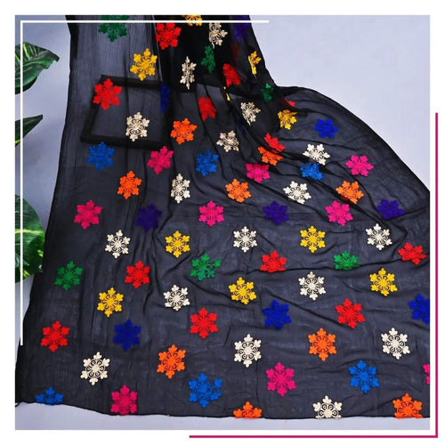 Pure Chiffon Black Embroidery Dupatta